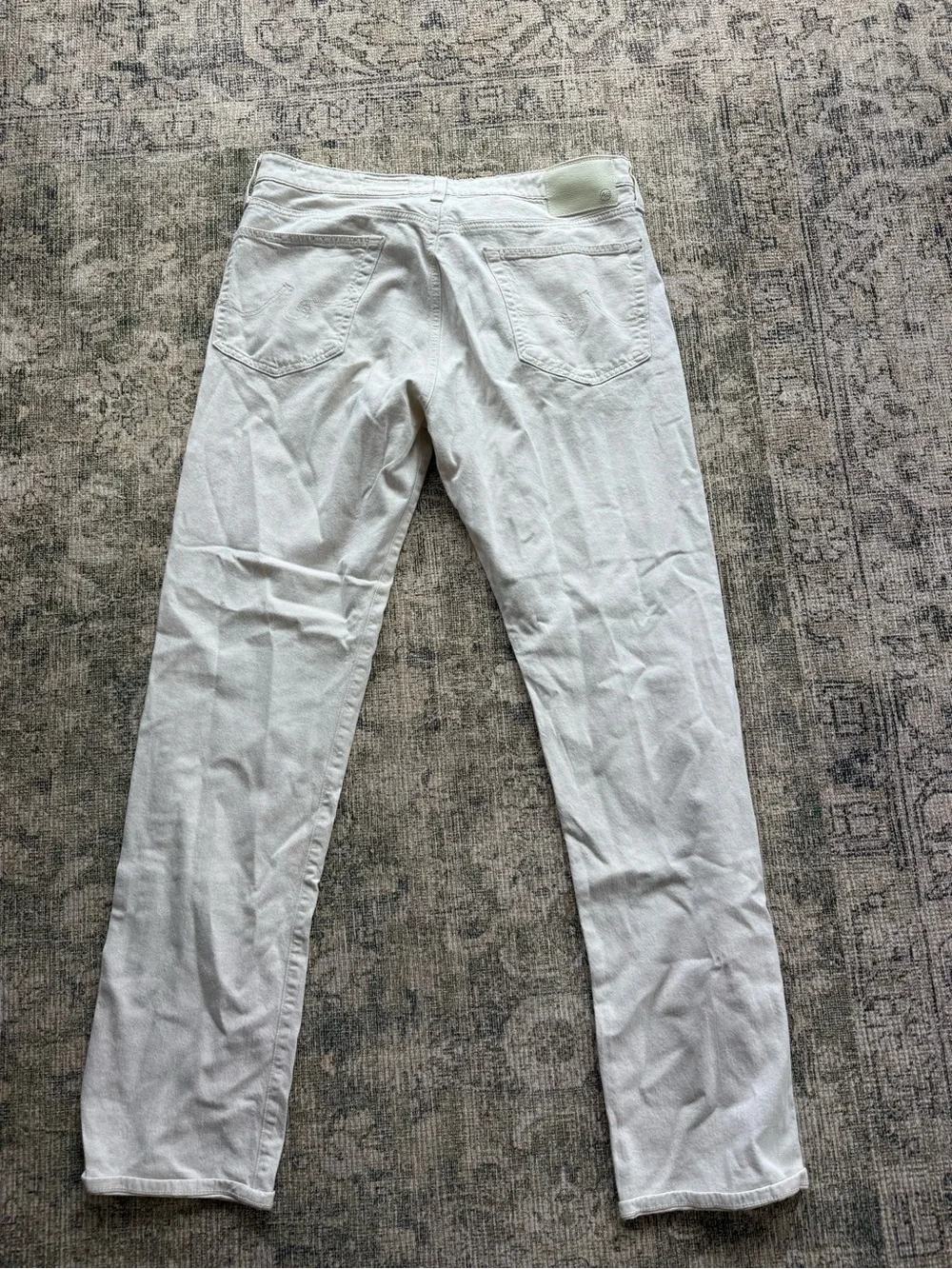 AG Everett Slim Straight Cotton Blend Pants Cream 36x34 Coastal Beach Casual